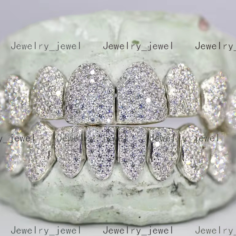Fully Iced Out Moissanite Diamond Teeth for Hip Hop Jewelry Lover Trendy 925 Sterling Silver With Moissanite Diamond Teeth