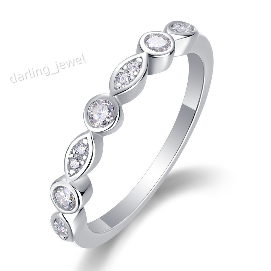 Minimalism S925 Sterling Silver Plated 18k White Gold Evil Eye Ring Fashion Jewelry Inlay Moissanite Geometry Ladies Casual Ring