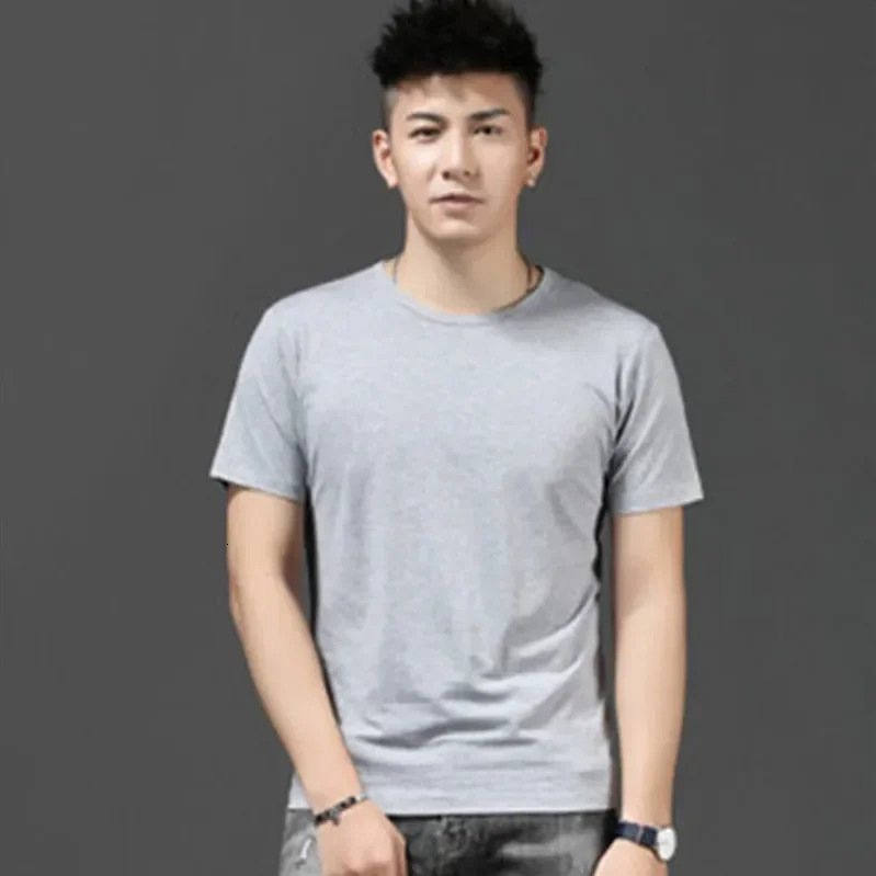 Solid color short sleeved mens T-shirt Hipster half sleeve trend summer white 250409