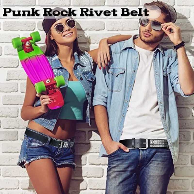 Trend Rivet Belt Heavy Metal Belt Mens Bun Punk Nightclub Rock Style Belt Jeans Belt Y2K Belt Fashion Decoration Belt X250410