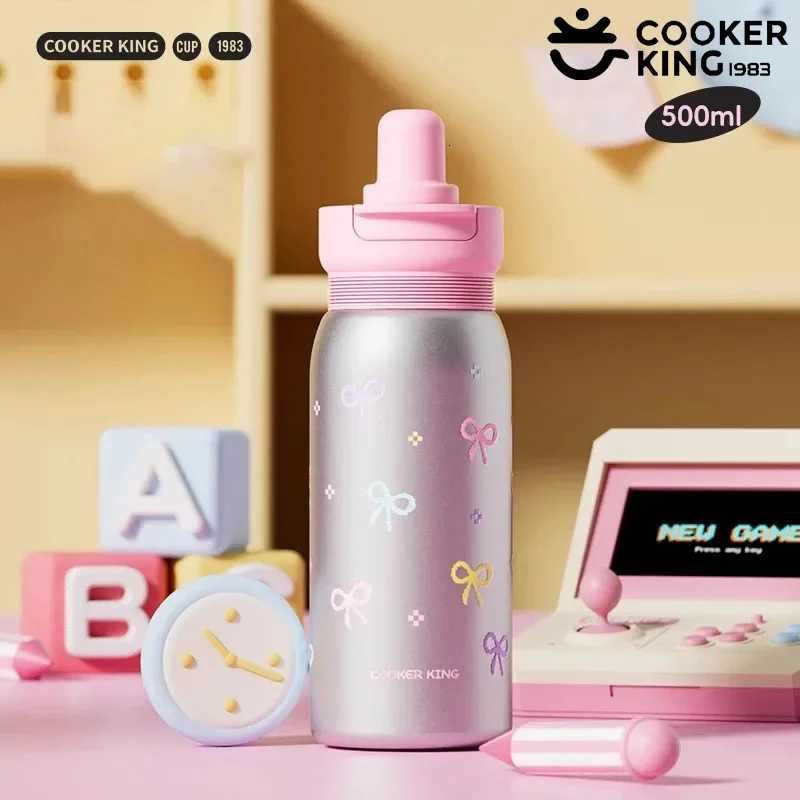 Fashionable cup 500ml Cartoon Thermos Cup Straw Insated Water Bottle Stainless Steel Coffee g Leak-proof Vacuum Flask for Girls Y251110