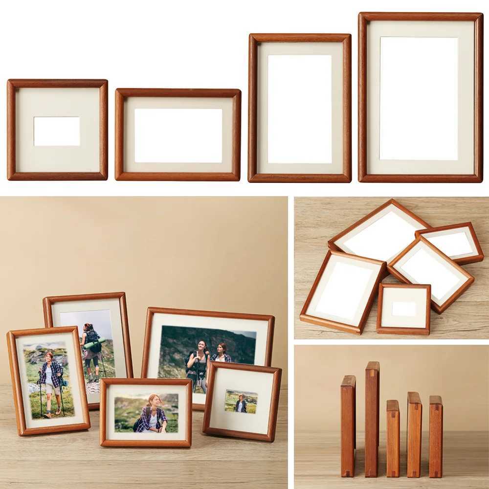 Fashion 6/7/8 Inch Black Walnut Simple Real Wooden Mortise Tenon Handmade Display Photo Frame L251110 H260306