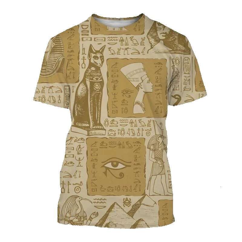 Retro Pharaoh Anubis Pattern Men's Summer Fashion Ancient Egyptian God 3D Printed Bulk Street Clothing T-shirt Top