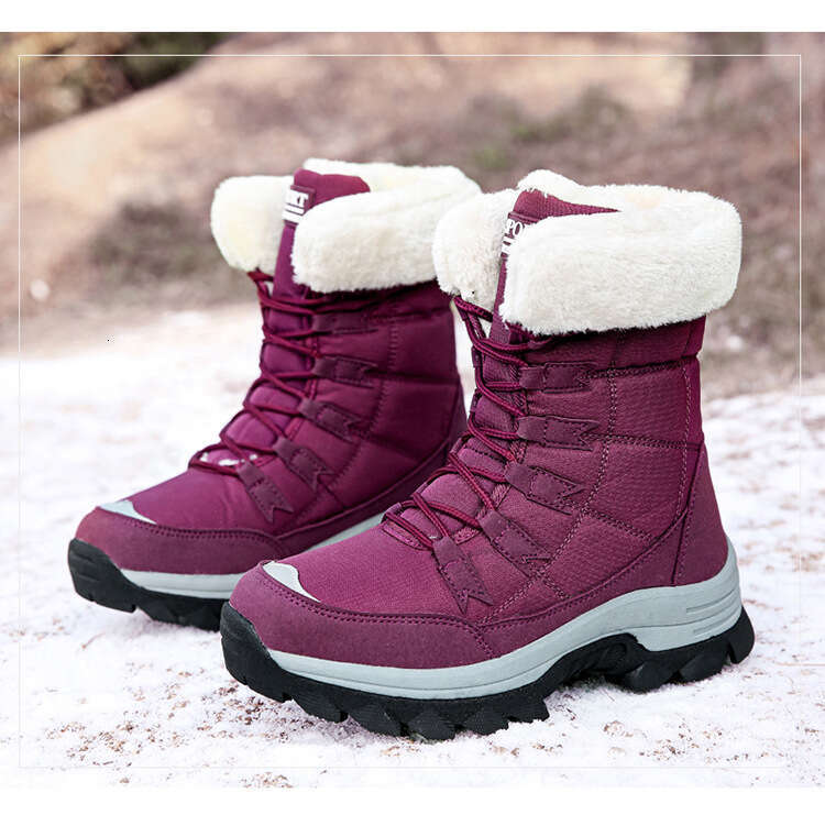 Cross-Border Plus Size Cotton Shoes Women's Snow Winter Warm Mid-Calf Fleece-Lined Thickened Northeast Outdoor Hiking Boots