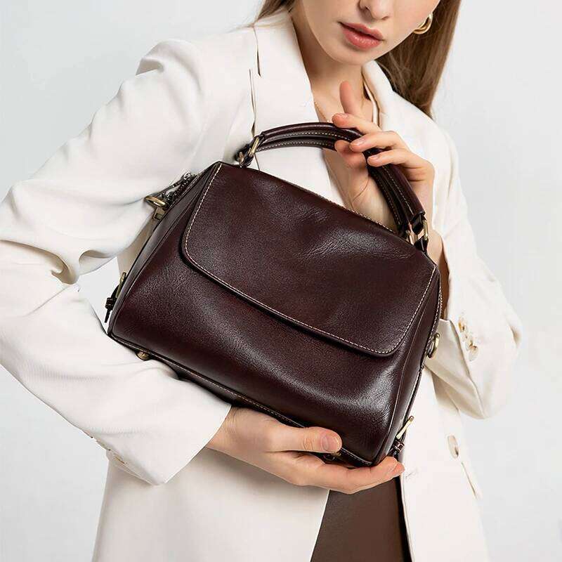 Women's Vintage Genuine Leather Handbags. Top Grain Cowhide Leather, Single Shoulder Cross Body Bags,Luxury Designer Handbags