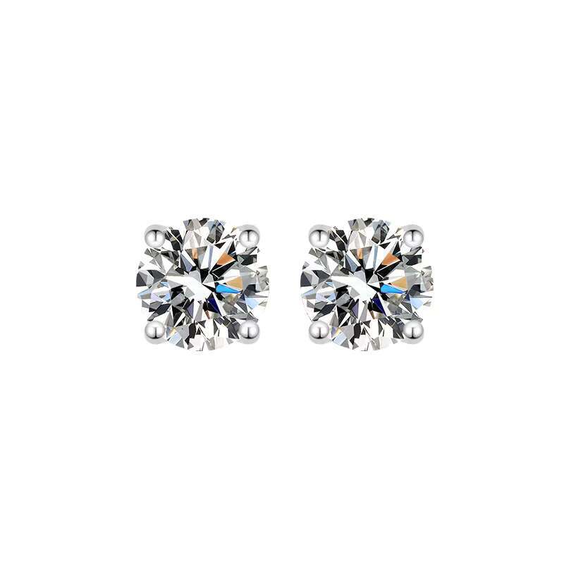 0.2/0.3/0.5/1/2 Carat 4-Prong Setting Excellent VVS1 Moissanite Earrings