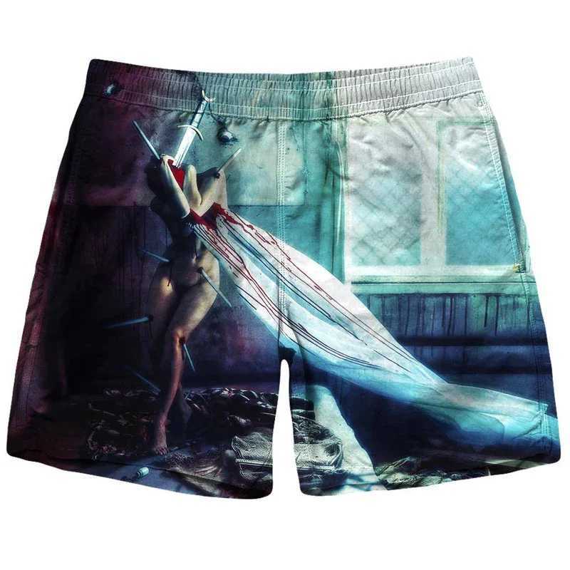 New Mens Horror Gothic Beach Shorts 3D Printed Dark Pants Large Size Loose Thin Outdoor Sports Breathable Shorts X250410