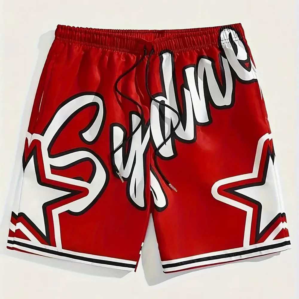 Summer mens fashionable beach shorts childrens fashionable letter printing training sports shorts casual shorts exercise streetwear X250410
