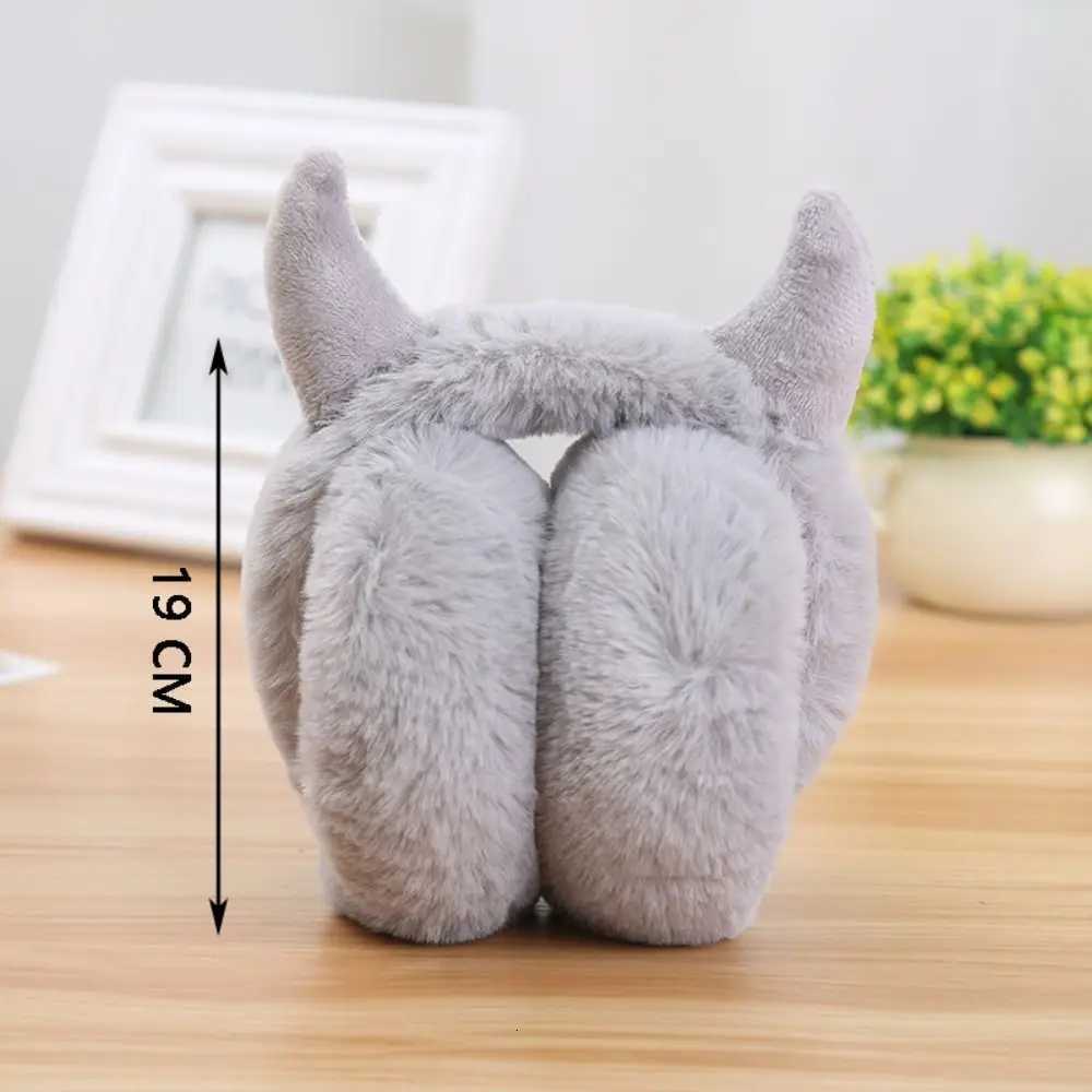 Soft Faux Rabbit Fur Devil Horn Earmuffs Solid Color Foldable Unisex Adult Earflap Ear Cover Ear-Muffs Ear Warmer Unisex W251110