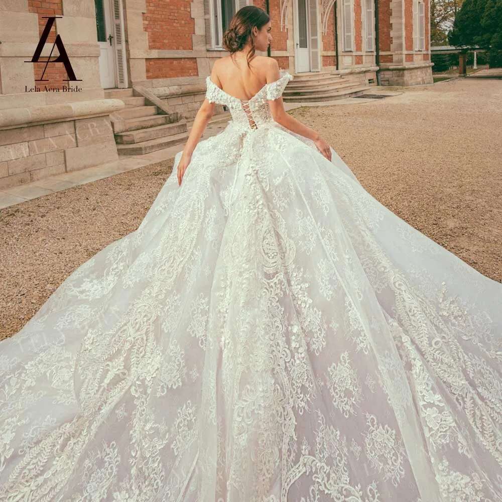 LelaAcra Off Shoulder Wedding Dresses for women 2025 Sweetheart Appliques Royal Train Princess Bride Gowns JK29 Vestido de Noiva