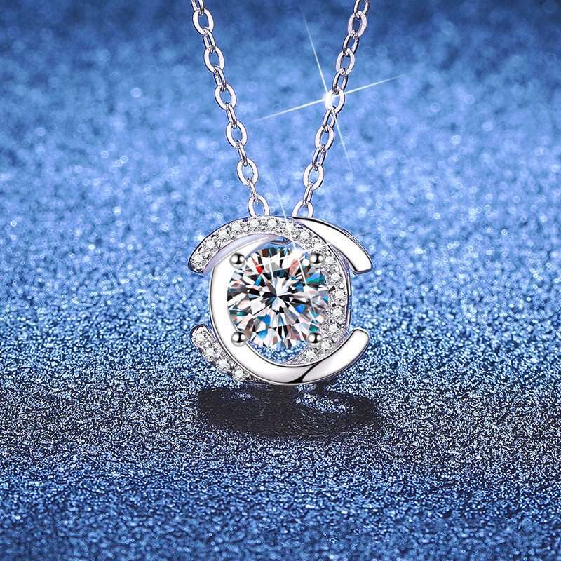 Wholesale s925 sterling silver moissanite necklace, style versatile ins style moissanite pendant