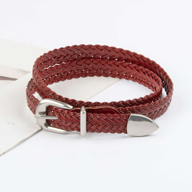 Women's Woven Vintage for Jeans Casual Pants Decoration No-Hole Pin Buckle Belt Leather Goods