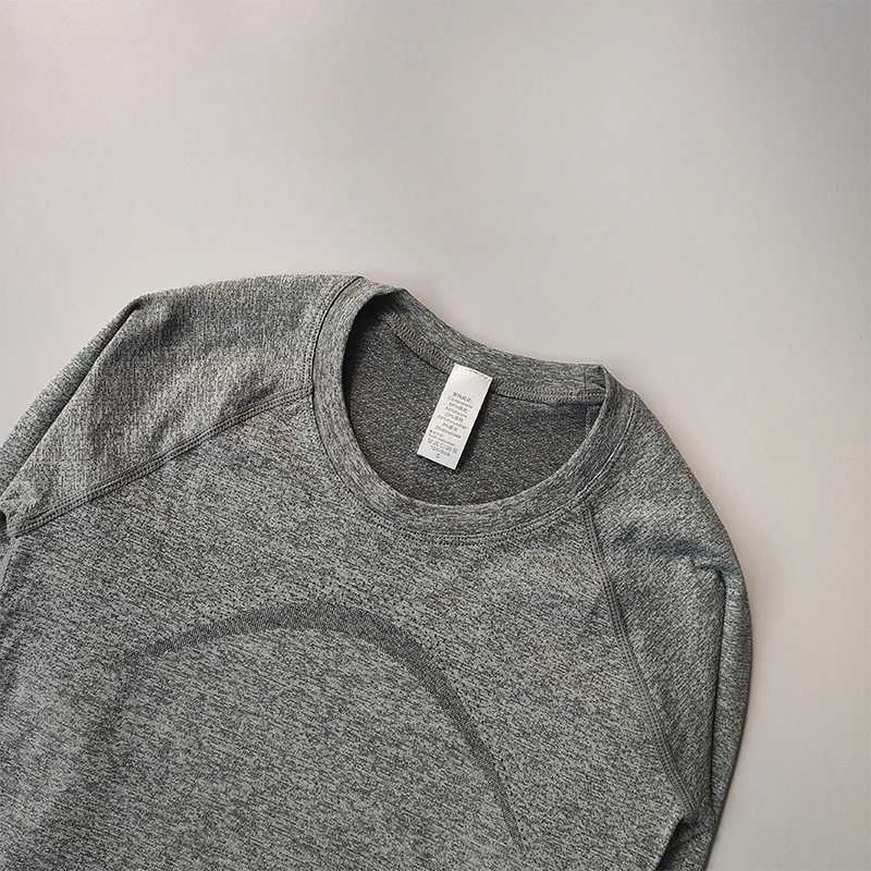 New sports long sleeved womens round neck quick drying running training Pilates fitness tops yoga clothesXJ250410