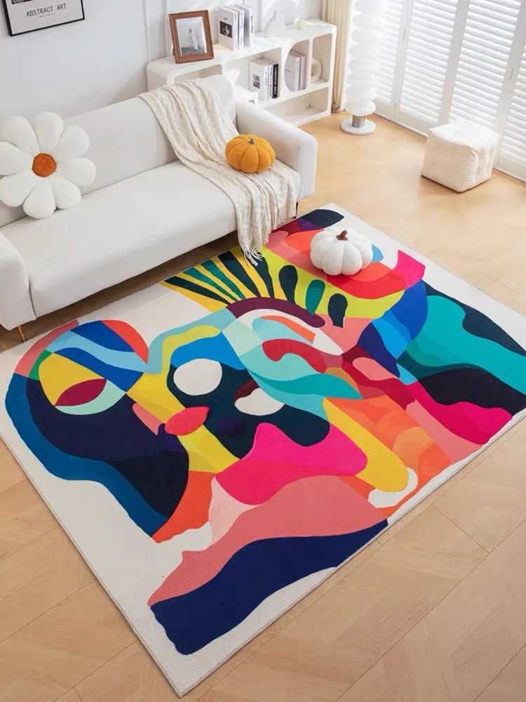 VIKAMA Color Dopamine Carpet Living Room Art Premium Feel Sofa Cushion Coffee Table Bedroom Bed Rug Retro Home Decor Y251110