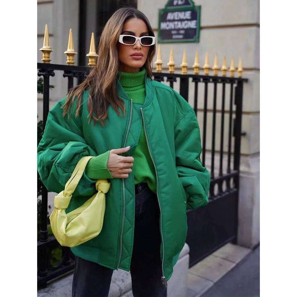 Women Bomber Jacket Autumn Winter Women's Fashion Oversize Loose Coat Long Sleeve Zipper Streetwear Casual New Jackets