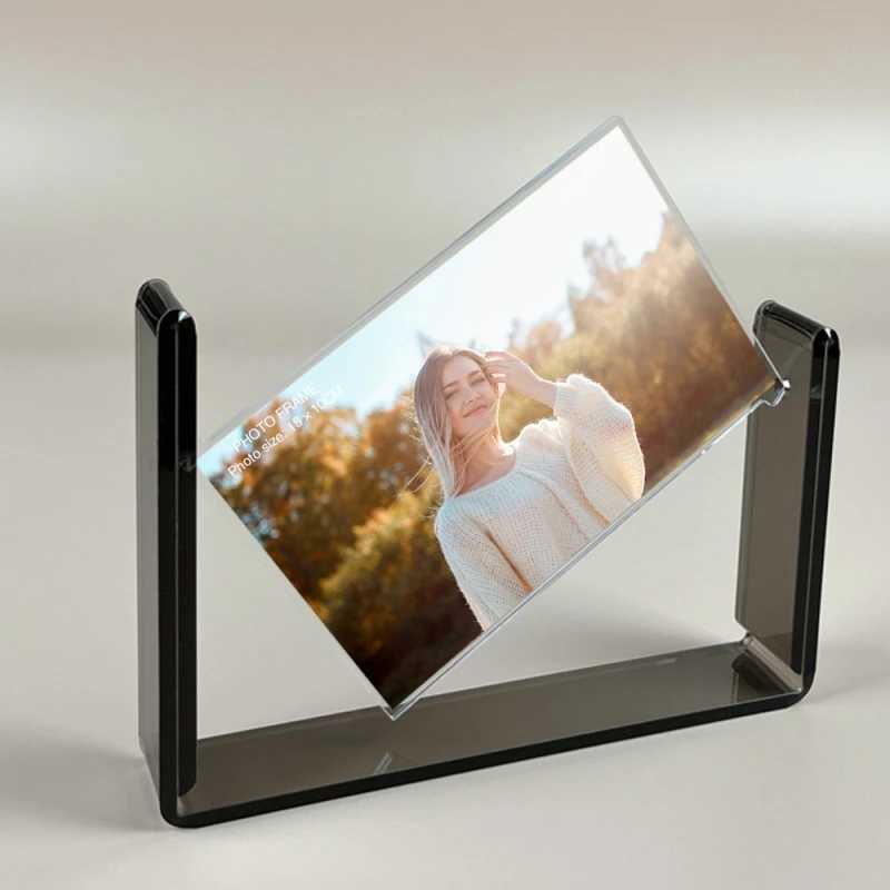 1Pc Creative Double-sided Rotating 6-inch High-definition Transparent Acrylic Photo Frame for Weddings and Home Decor L251110 H260306