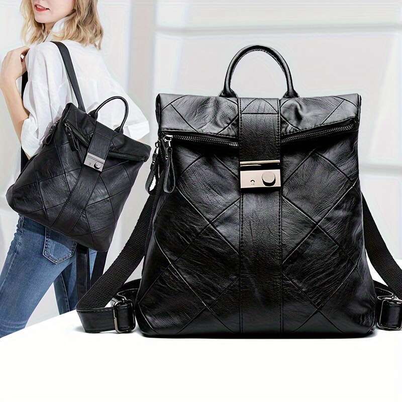 Women S Backpack Large Capacity Anti Theft Handbag Zipper Closure Adjustable Shoulder Strap Lightweight Genuine Leather Bag For Business Travel