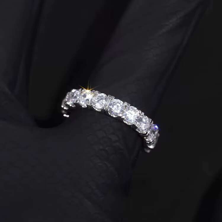 Fashion Jewelry S925/9K/14K/18K Gold Full Circle Diamond Round Moissanite Eternity Hip Hop Band Rings