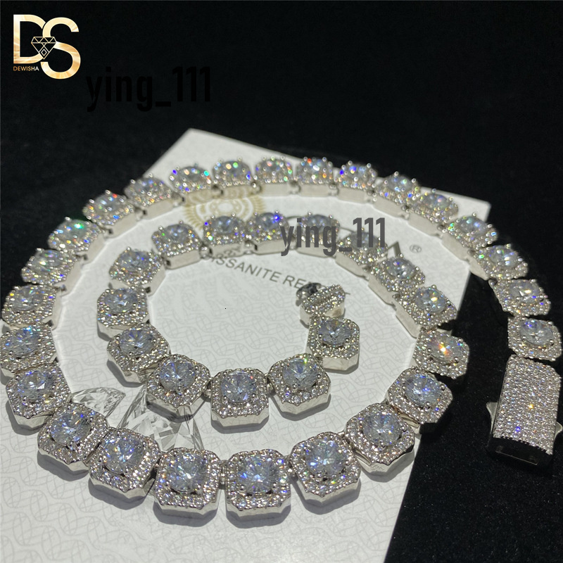 10mm Width New Fashion Rock Sugar Like Sterling Silver 925 Hip Hop VVS Moissanite Cuban Chain Necklace for Men