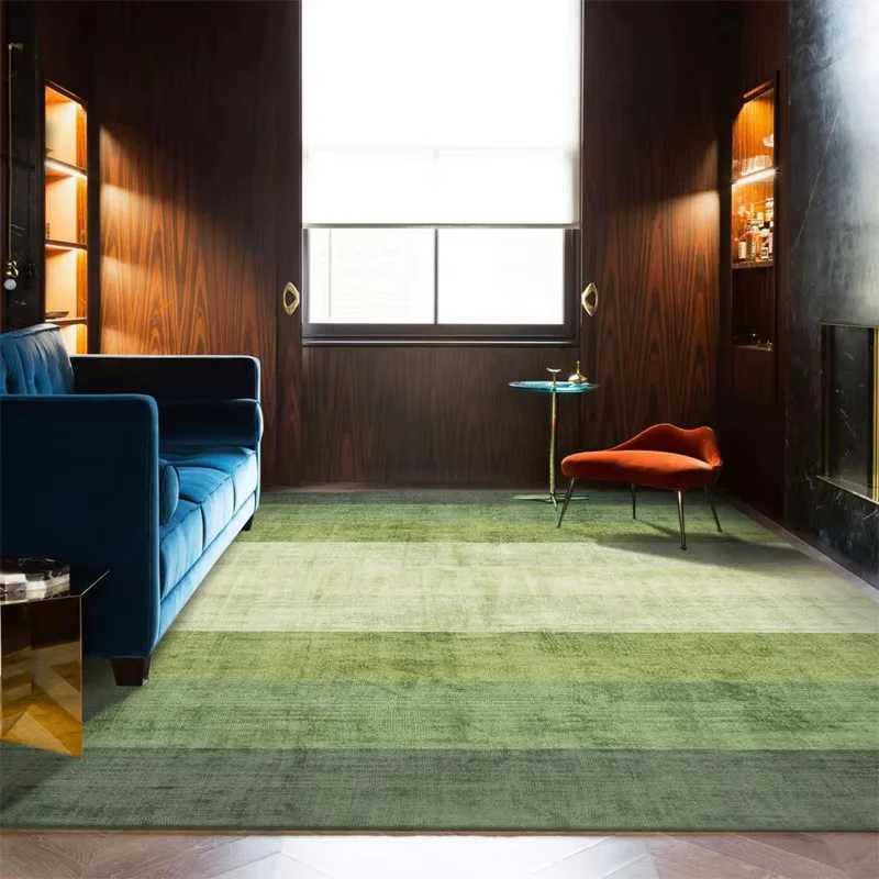 French Green Living Room Carpet Nordic Household Gradient Carpets Room Decor Bedroom Area Rug Lounge Sofa Non-slip Floor Mats Y251110