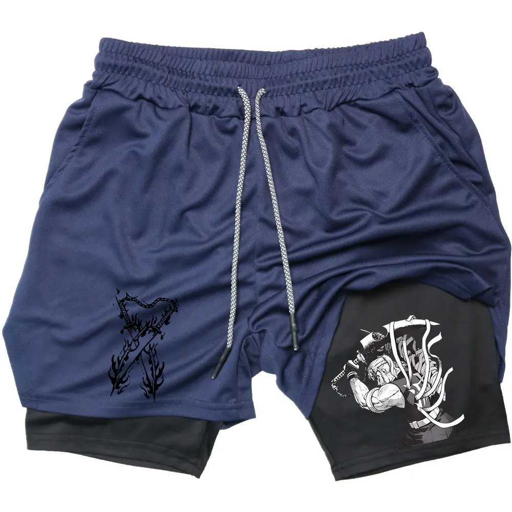 Mens Performance Shorts Anime Devil Killer Gym Shorts Summer Sports Fitness Exercise Running Uzui Tengen Printed Shorts X250410