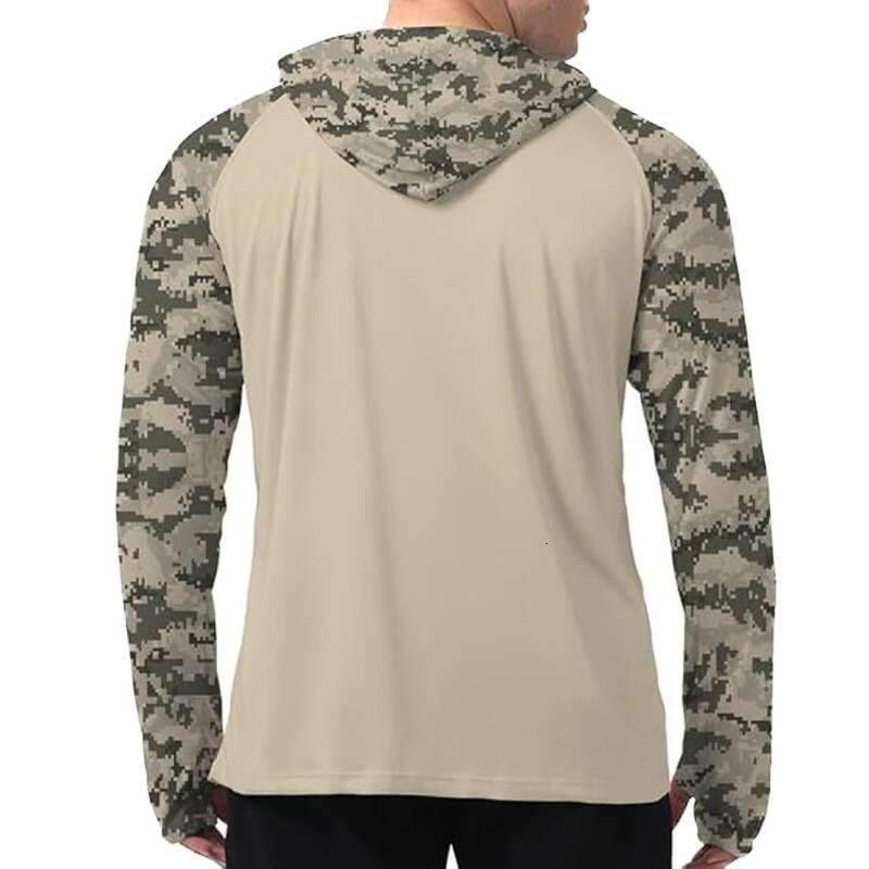 Summer Men's Quick-Dry UV Ultra-Thin Ice Silk Running Fishing Travel Bionic Camouflage Hooded Outdoor Sun Protection