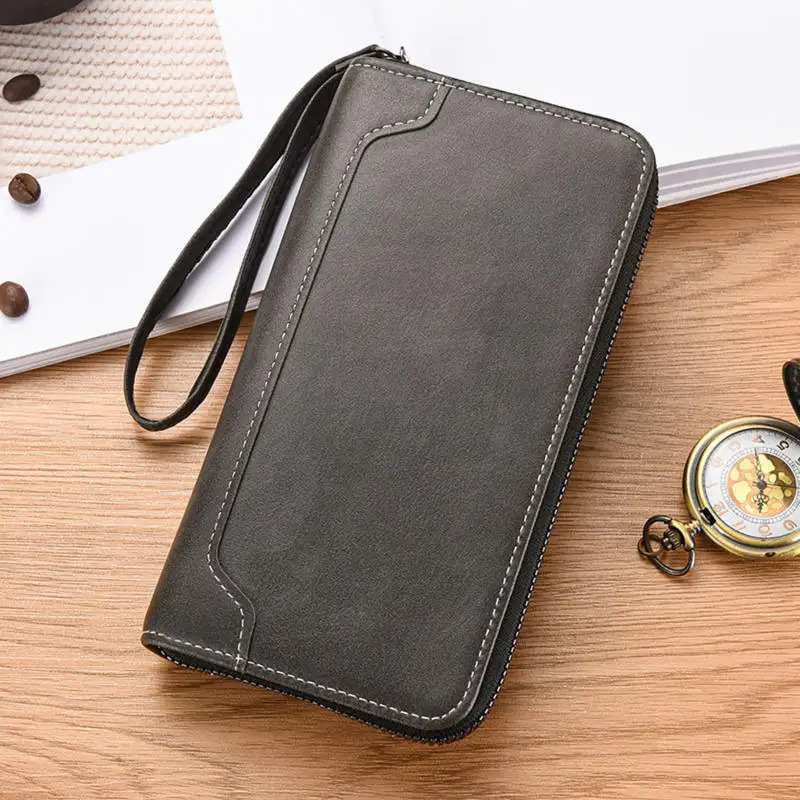 Vintage Mens Clutch Bags RFID Genuine Crazy Horse Leather Handbag Male Long Money Wallets Phone Pouch Man Coin Purse 251110