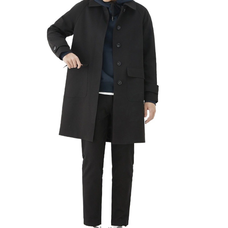 2024 new spring and autumn lapel casual trench coat for men, medium to long loose Korean version jacket, cool top, simple style