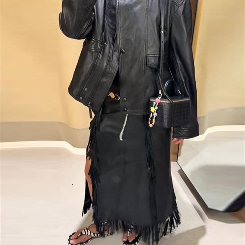 Fashion Black Leather Jacket Women Clothing Autumn Winter Loose Casual Coat PU Motorcycle Tops 251105