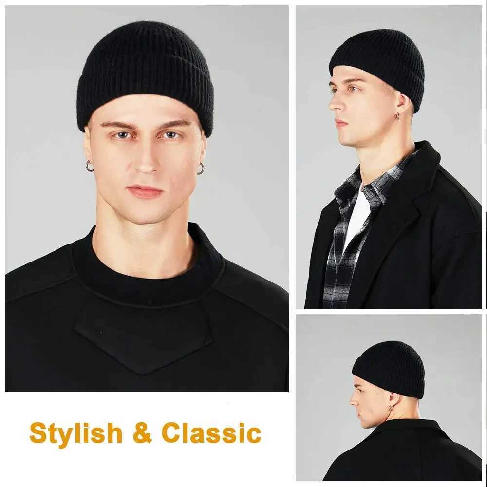Winter Warm Unisex Wool Beanies Caps Fisherman Hat for Men Short Knit Watch Cap Cuffed Trawler Hats Hip Hop BonnetXJ251110