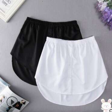 Versatile Shirt with Fake Hem for and Base Layering Plaid Skirt