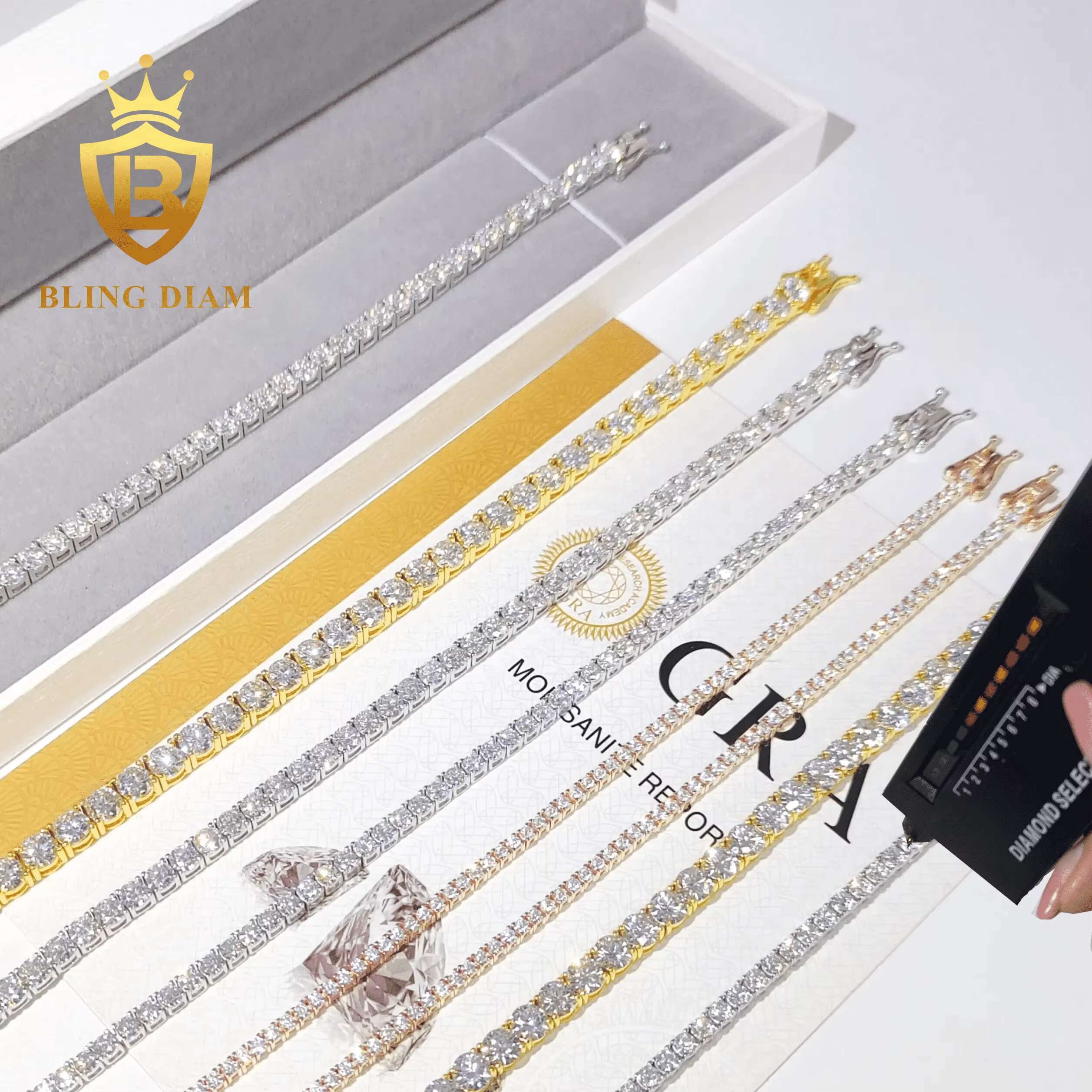 Pass Diamond Tester Tennis Chain Necklace Sterling Silver 925 Bracelet 2mm 3mm 4mm Tennis Chain Moissanite for Women and Men