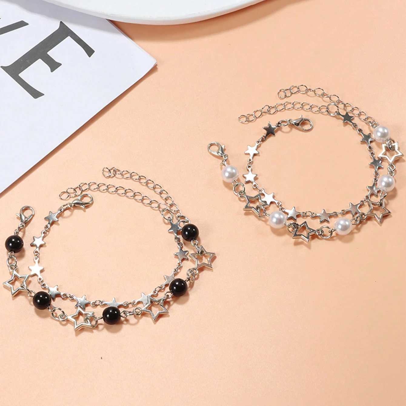 Y2K Celebrity Couple Bracelet Set Imitation Pearl Star Friendship Bracelet Perfect Gift for HolidaysT251110