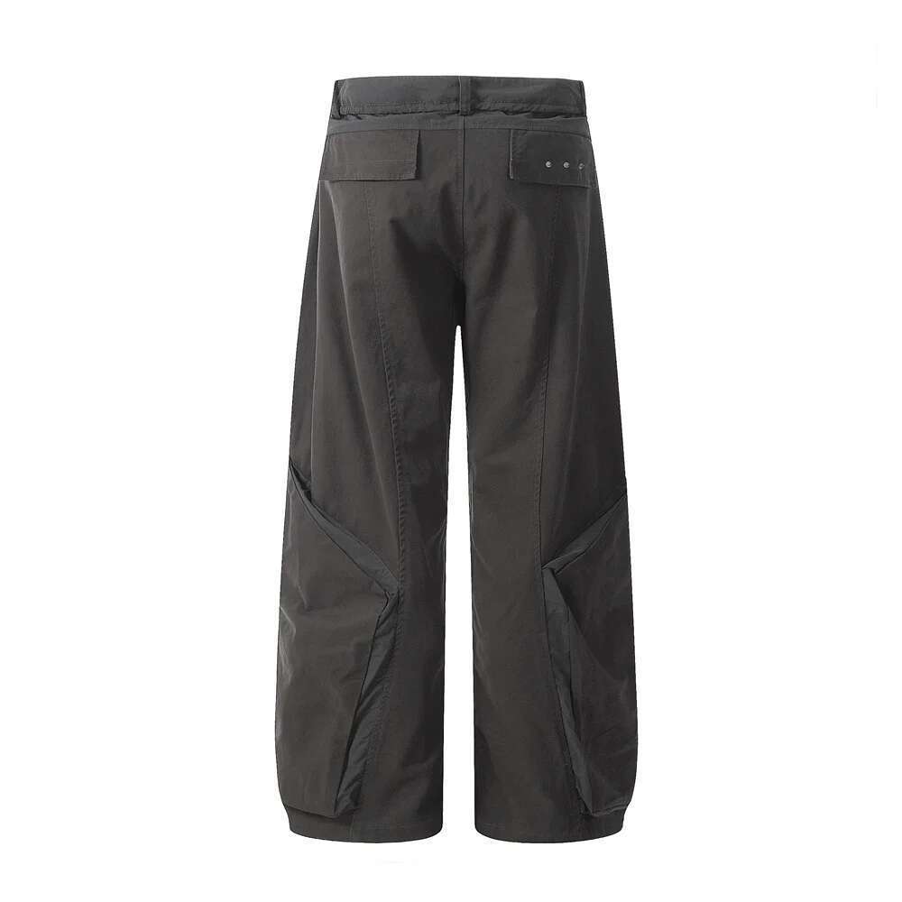 Patchwork Casual Mens Summer High Street Loose Wide Leg Scimitar Pants Men Trousers