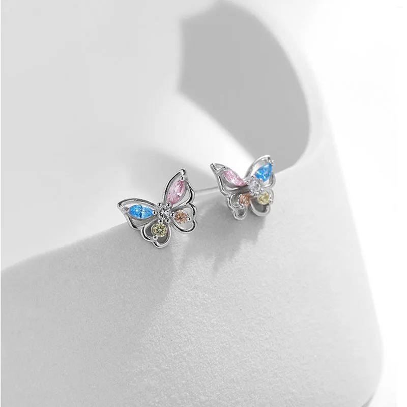 Y2K Colorful Butterfly Earrings 925 Pure Silver Exquisite Earrings Womens Party Jewelry Surprise Gift 250407