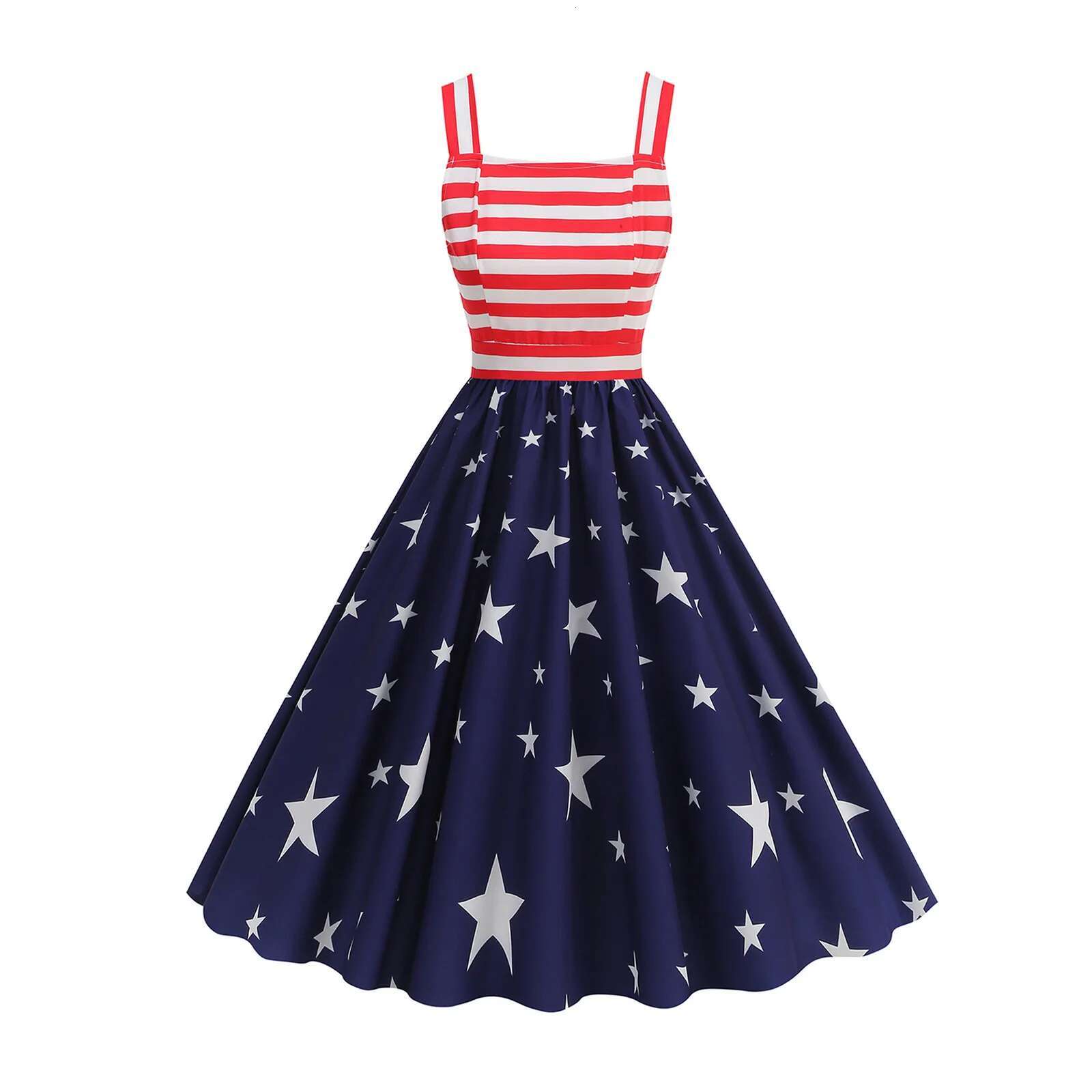 Dongdumaoyi American Flag Pirnt Party Sexy Sleeveless Suspender Formal Dresses For Women Th Of July Large Swing Midi Dress Vestidos