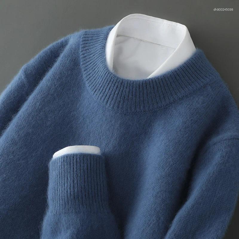 Men's Sweaters "Men's Pure Mink Cashmere Thickened Knit Sweater Winter Warm Semi-Turtleneck Pullover Casual Long Sleeve Clothing