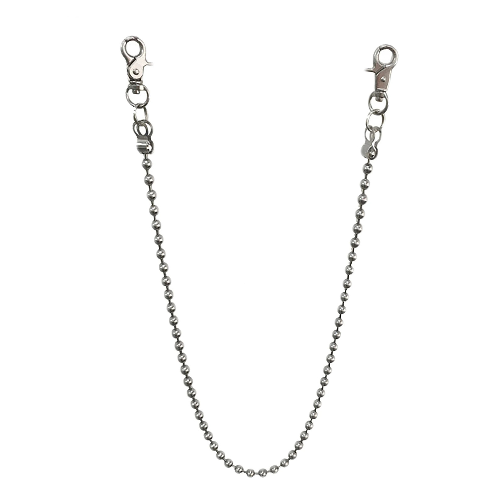 30 inch Gothic Punk Bicycle Wallet Jean Trouser 6mm Large Ball Chain Keychain Spring Buckle Silver Plated 250410