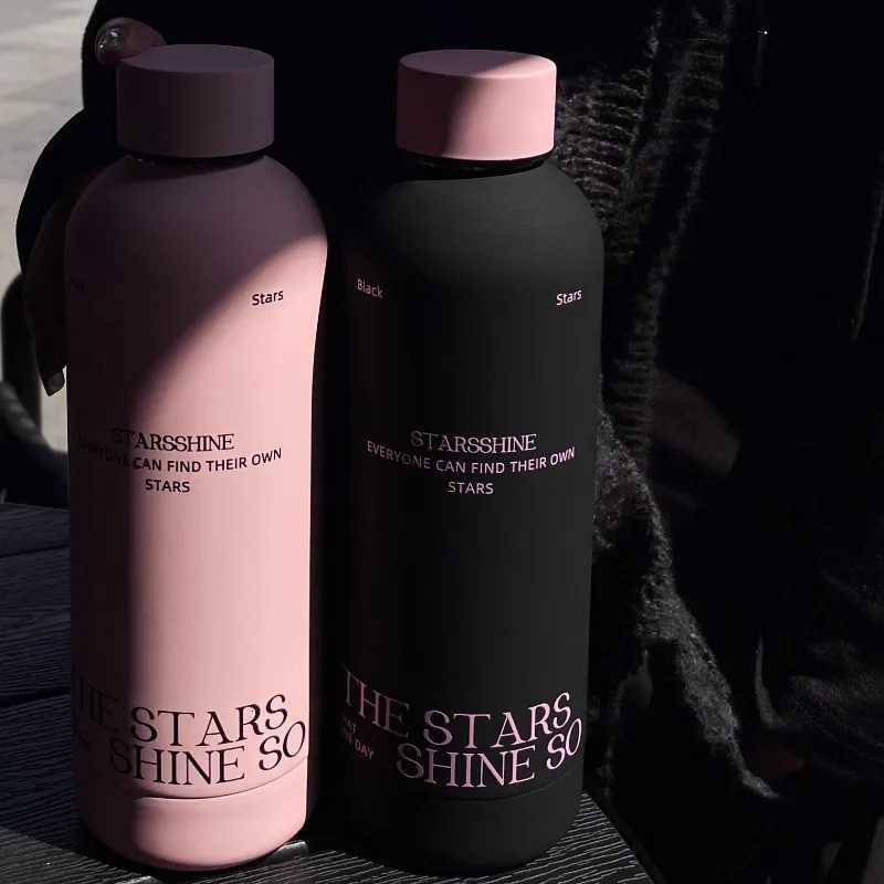 Fashionable cup Black Stainless Steel Insated Water Cup Large Capacity Portable Sports Outdoor Cup Couple Cup Winter Gift Y251110