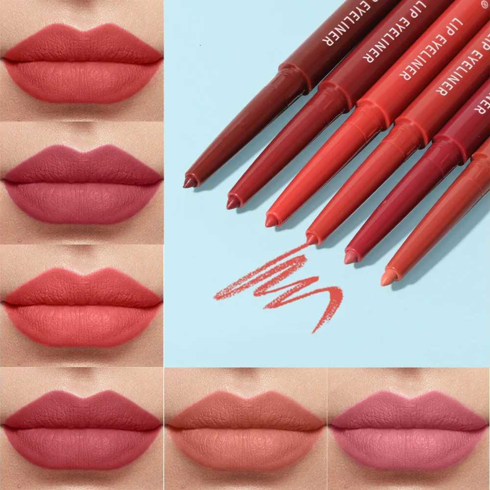 Waterproof Matte Lipliner Pencil Sexy Charming Tint Orange Red Lipstick Lasting Color Rendering Lip Contour Makeup Non-stick CupT251110