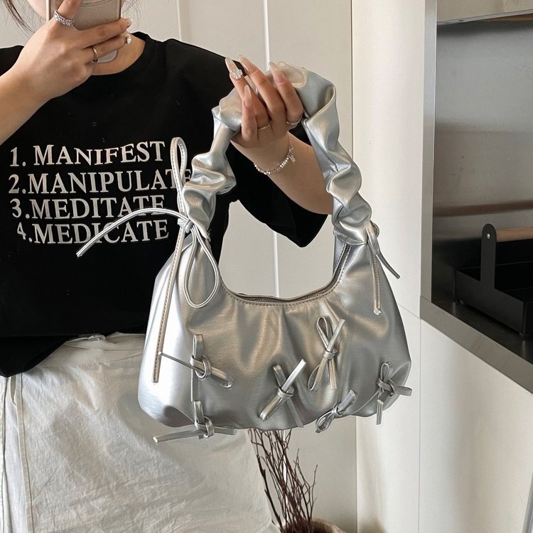 designer bag Bow underarm for women versatile casual commuting niche pleated design cloud dumpling bag handbag