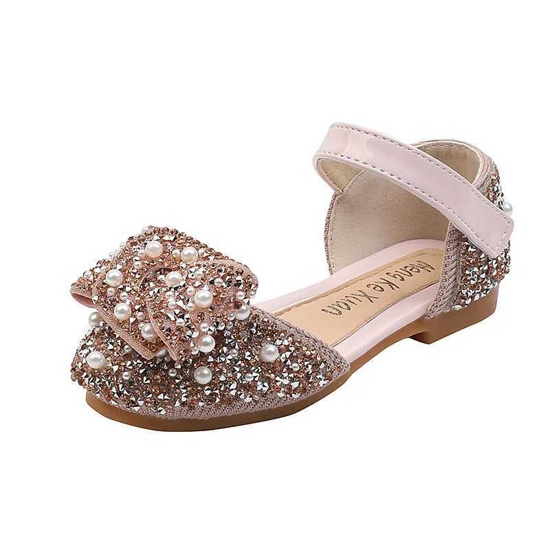 Summer Baby Girls Sandals Childrens Sandals Preschool Baby Skating Pearl Crystal Single Princess Roman Shoes Size 21-36 Z250410