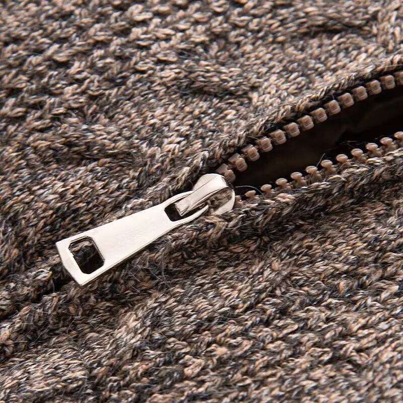 Knitted Stand Collar Padding Women's Thickened Thermal Slim Zipper Fashion Vintage Casual Lady Jacket