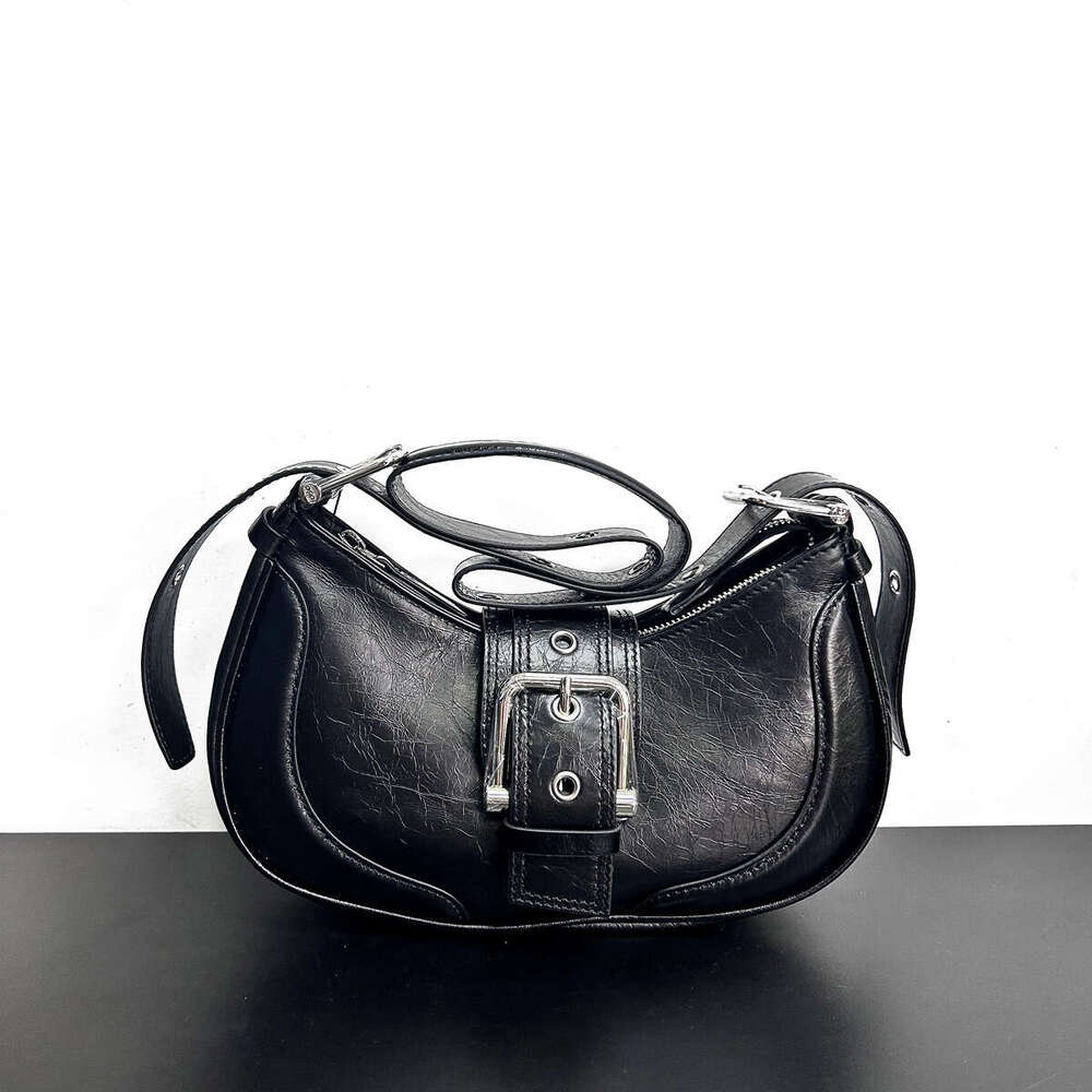 New Armpit With High-End Feel, French Stick Motorcycle Style Crossbody Bag, Bill Of Lading Shoulder Crescent Bag For Women
