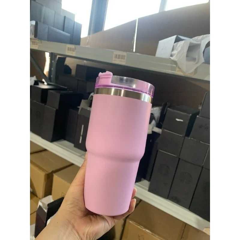 Fashionable cup 304 stainless steel insated cup convenient 591ML large-capacity straw coffee travel cup car cup Y251110