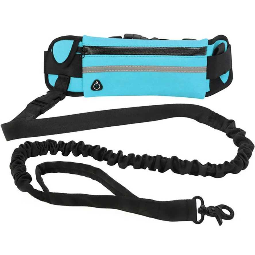 Dog Running Waist Leash Nylon Pet Leash with Waist Bag Retractable Elastic Belt Dog Traction Rope Reflective Belt Buckle J251110