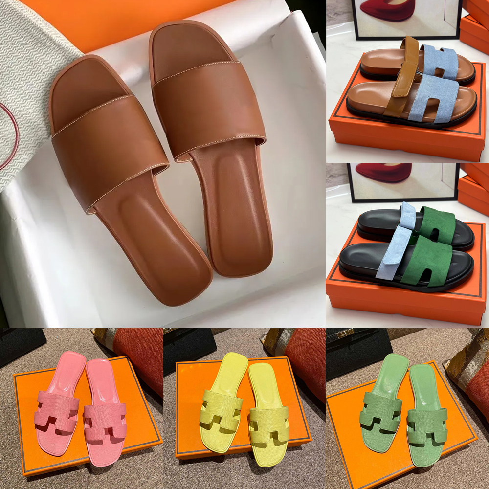 Designer slippers sandals womens slides for women ladies summer beach sliders casual fashion luxury classic flat leather solid home mlues shoes