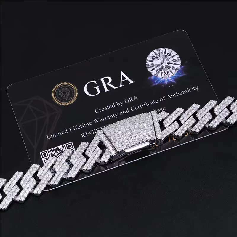 13.5mm Fine Hip Hop Jewelry Baguette Diamond Men Necklace Sterling Silver Fully Luxury Moissanite Baguette Cuban Link Chain
