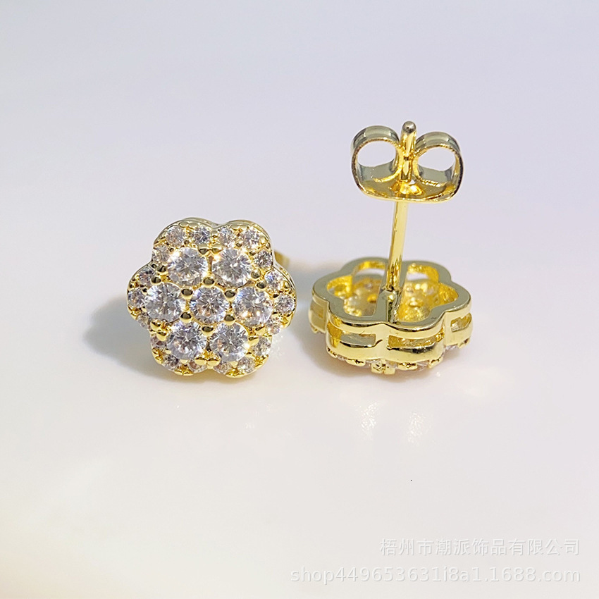 INS Hip Hop 925 silver moissanite Earrings Full Diamond Plated Male and Female Earrings