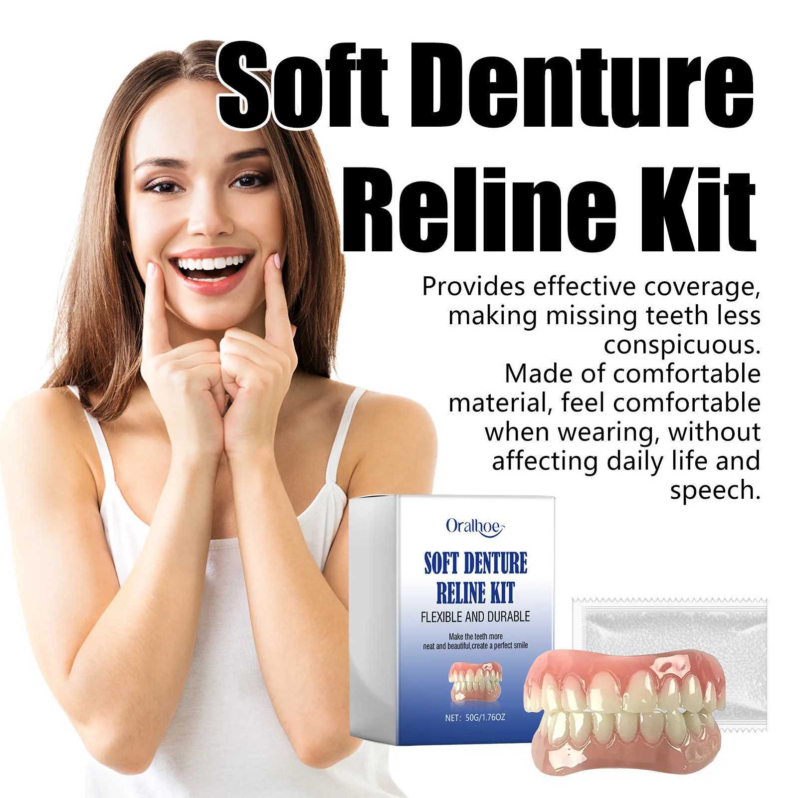 New Arrival Oralhoe 50g denture support kit with silicone upper and lower veneers for Smile restoration of tooth gaps soft tooth pad support Z250410